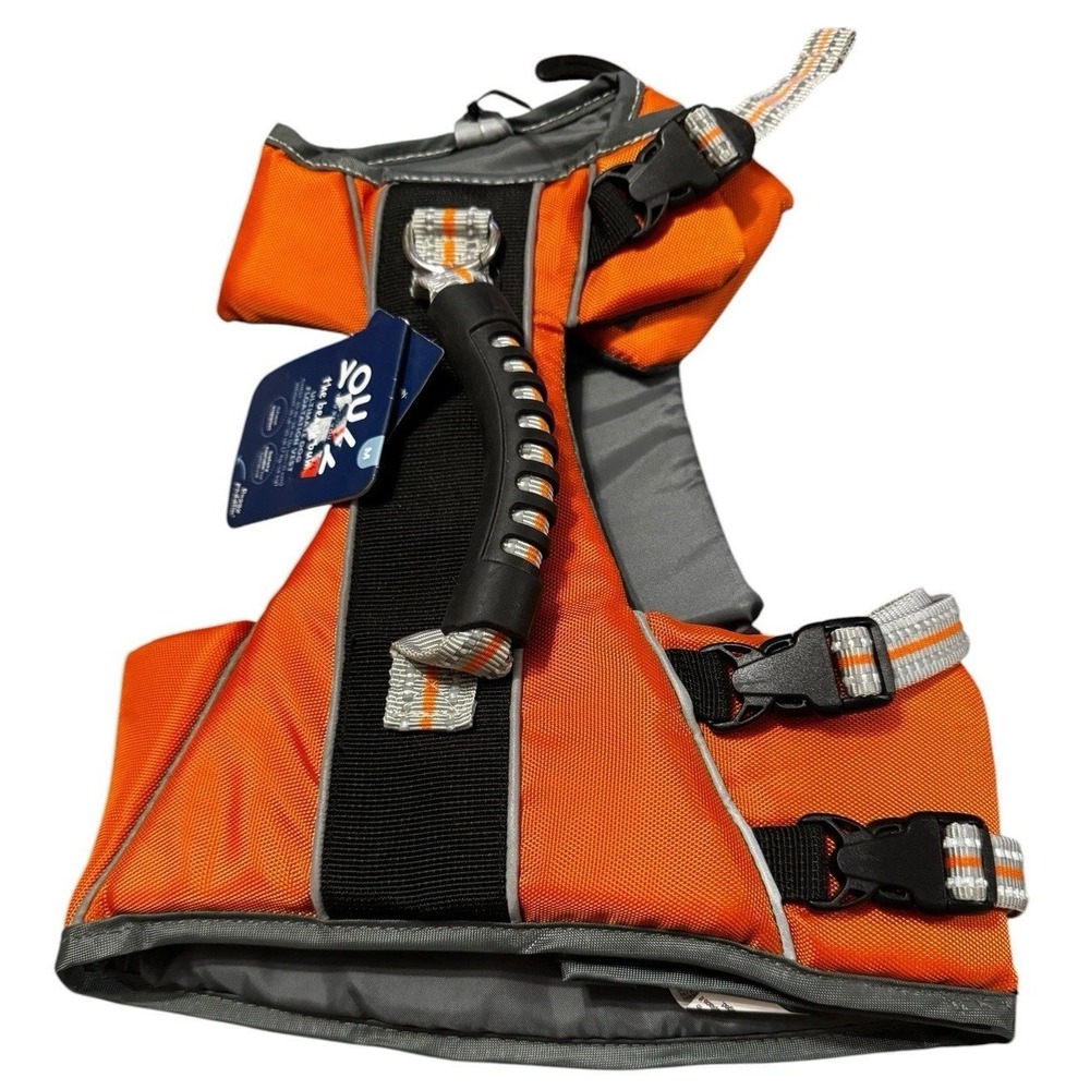 Youly Dog Life‎ Jacket Orange Medium Flotation Vest Safety Handle